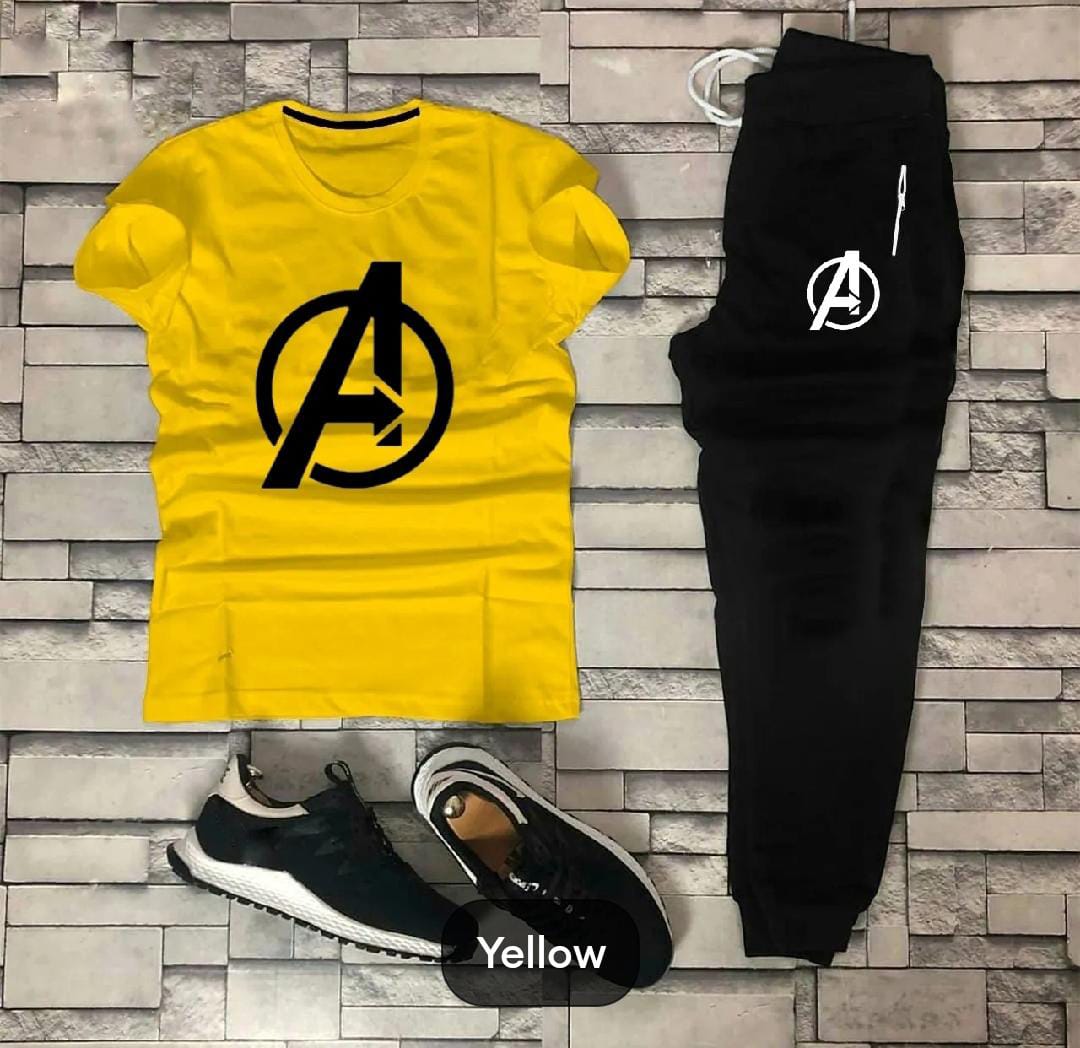 Pack of 2| Yellow Summer Printed Tracksuit For Men & Boys | Soft & Comfortable Fabric Trouser and shirt for men Printed Tracksuit