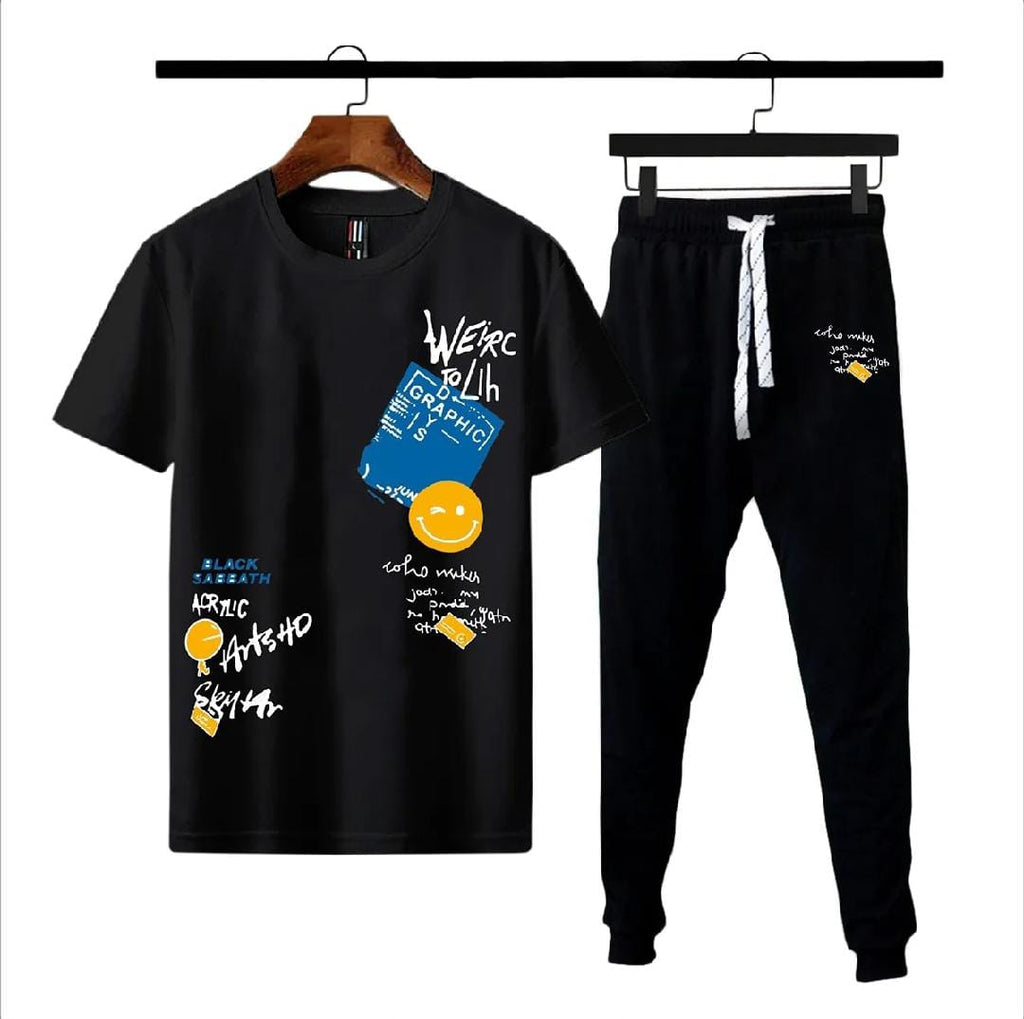 Zig Zag men printed summer tracksuit for men & boys soft and comfortable fabric Tshirt+trouser premium quality