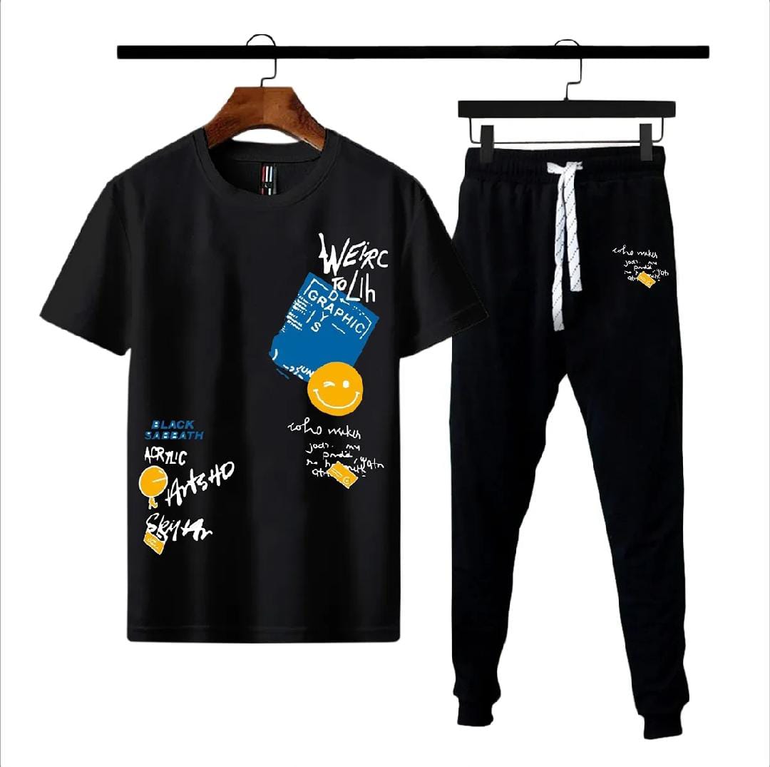 Zig Zag men printed summer tracksuit for men & boys soft and comfortable fabric Tshirt+trouser premium quality