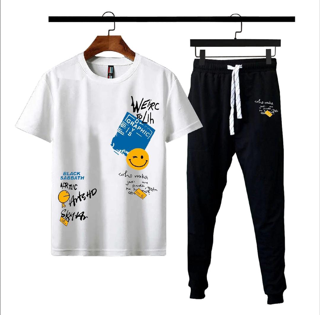 Zig Zag men printed summer tracksuit for men & boys soft and comfortable fabric Tshirt+trouser premium quality