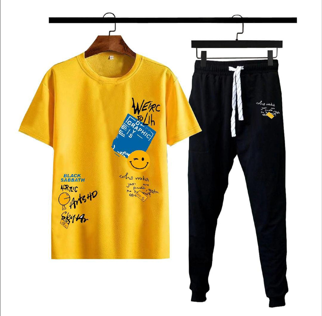 Zig Zag men printed summer tracksuit for men & boys soft and comfortable fabric Tshirt+trouser premium quality