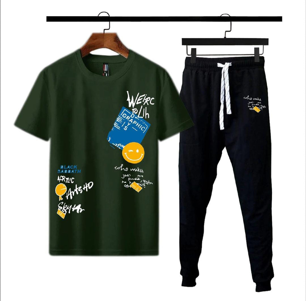 Zig Zag men printed summer tracksuit for men & boys soft and comfortable fabric Tshirt+trouser premium quality